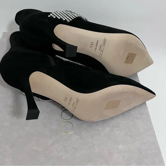 Jimmy Choo Kaza Suede Crystal-Buckle Booties size 39.5/US 9 Authentic - Picture 7 of 8